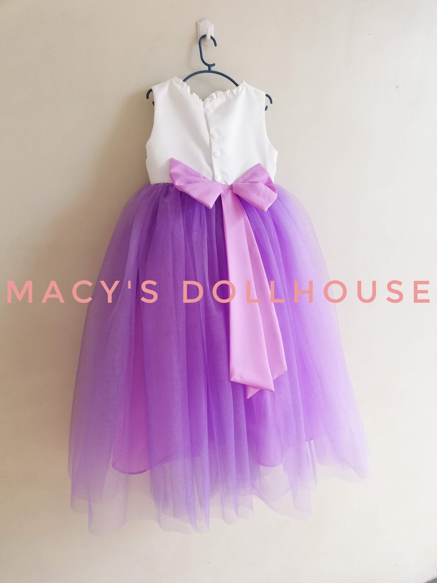 Antonia Dress in White and Lavender