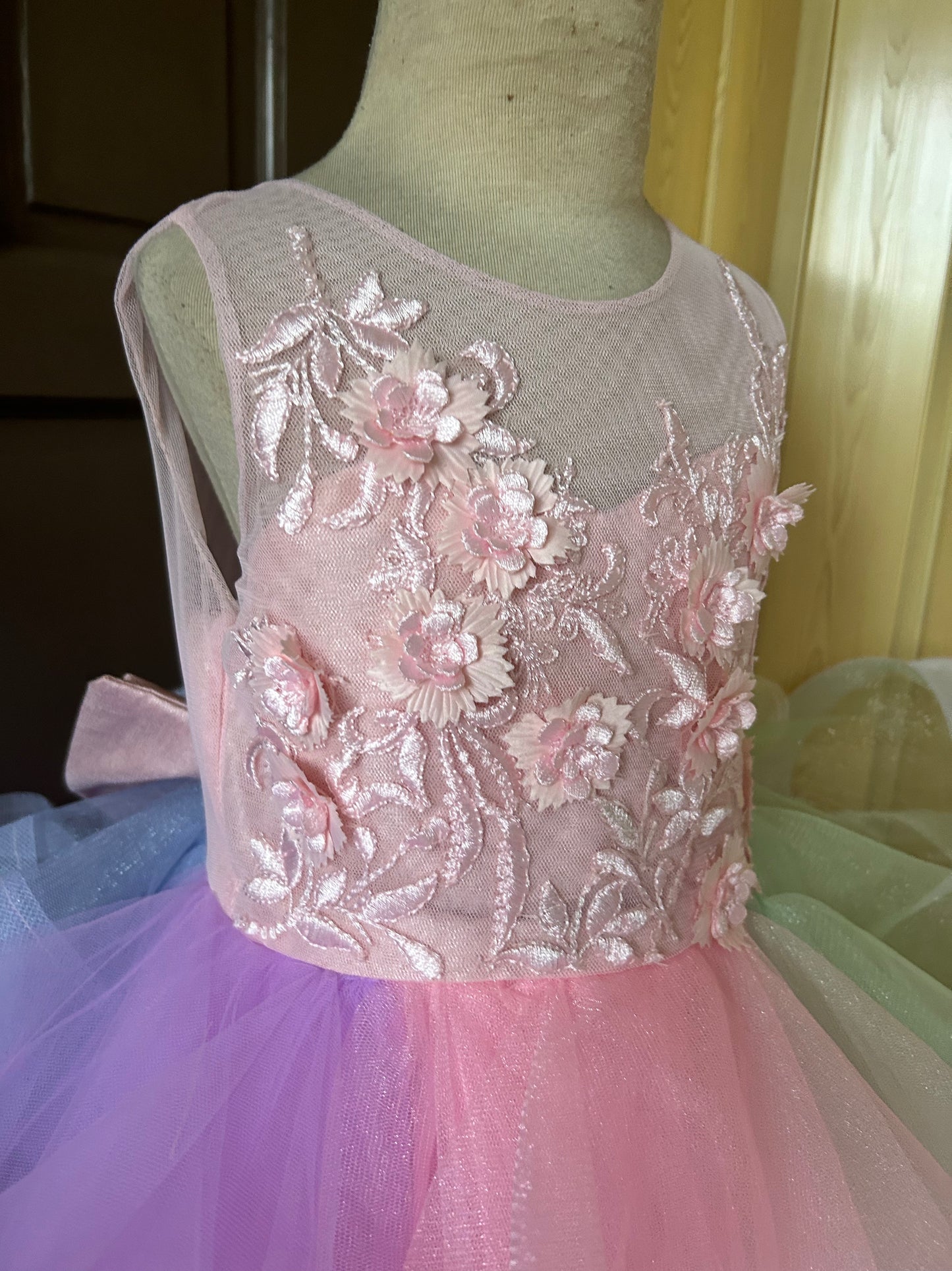 Arya Dress in Blush Pink and Unicorn Pastels