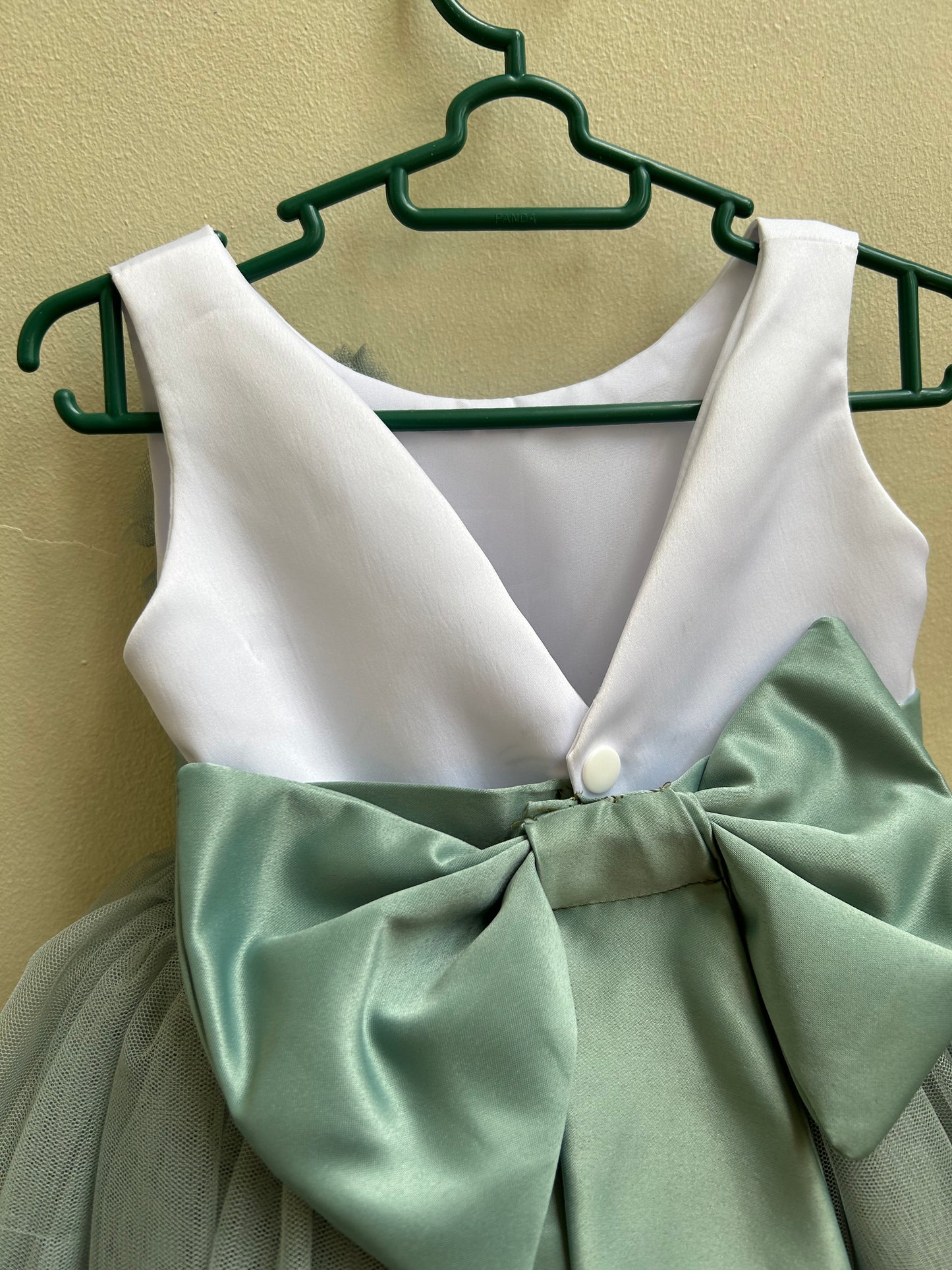 Rose Dress in White and Sage Green (Modified)