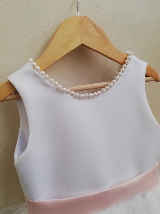 Macy Dress with Pearls and Light Pink Belt (Modified)