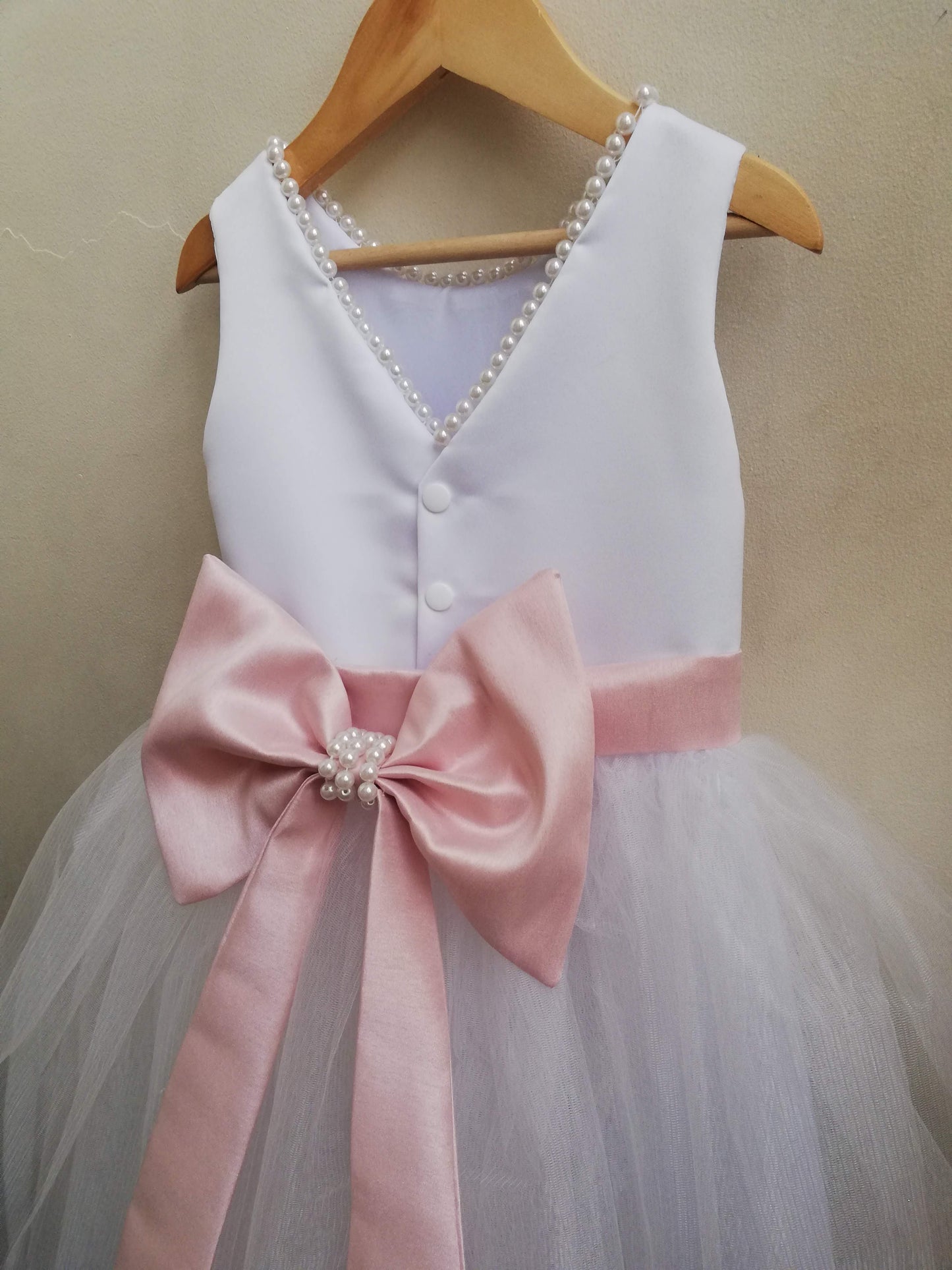 Macy Dress with Pearls and Light Pink Belt (Modified)