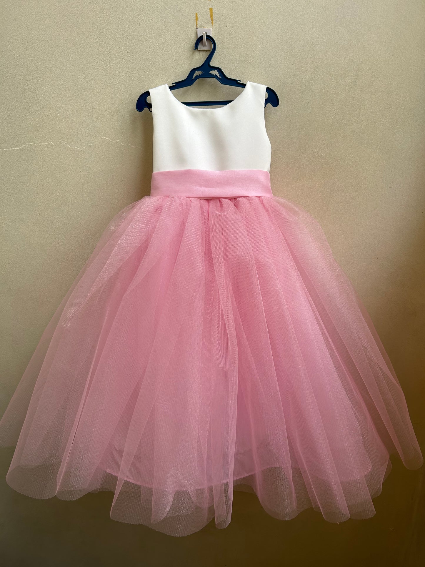 Macy Dress in White and Barbie Pink