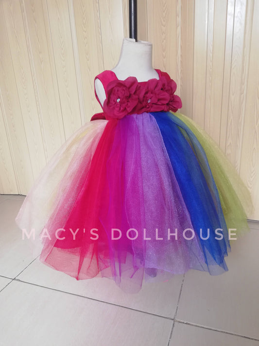 Princess Dress in Colorful Rainbow