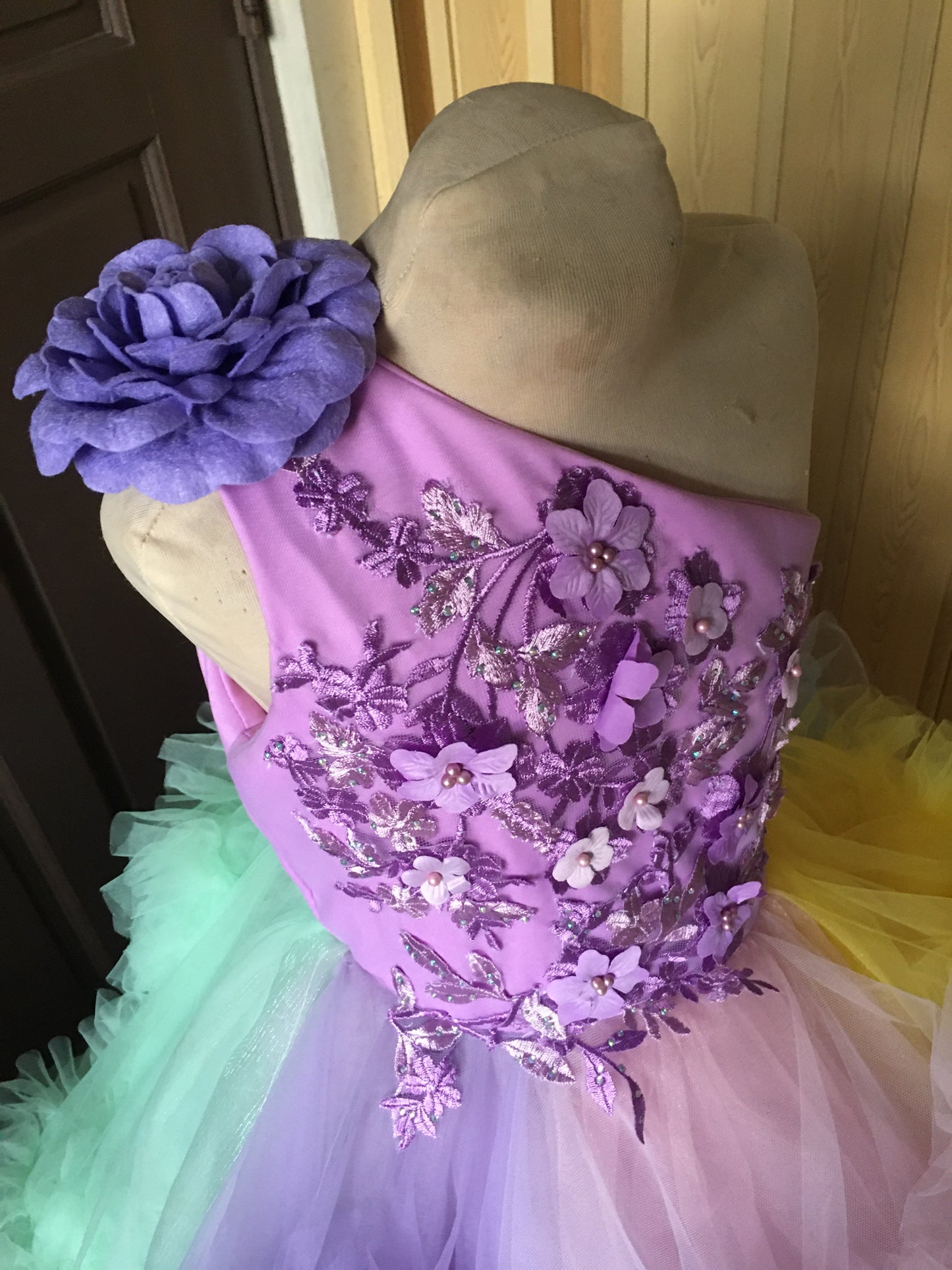 Victoria Cloud Dress in Unicorn Rainbow (Modified)