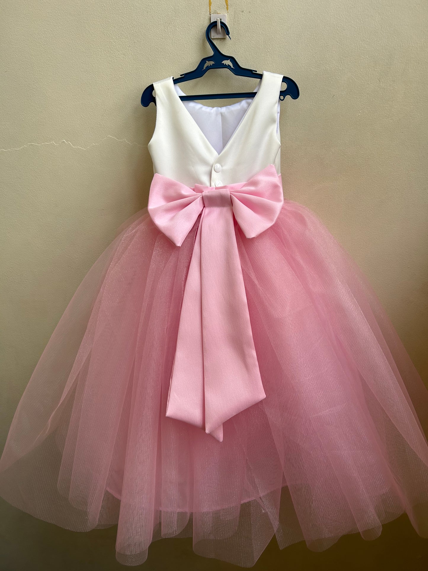 Macy Dress in White and Barbie Pink