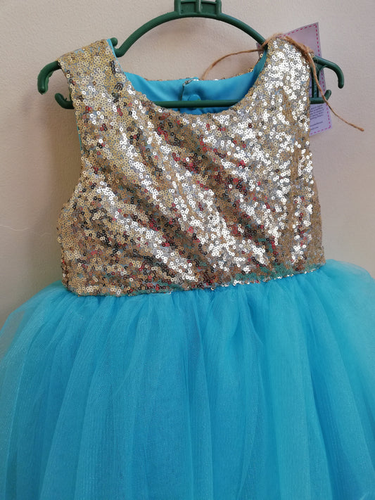 Sparkle Dress in Teal and Gold