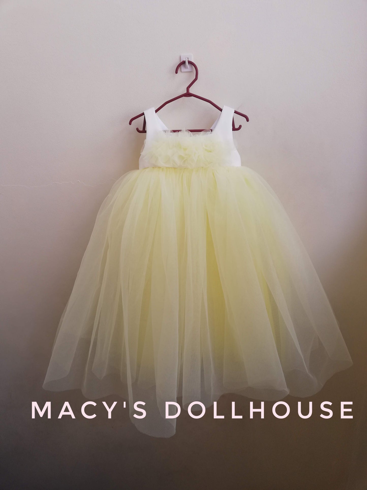 Princess Dress in White and Pastel Yellow