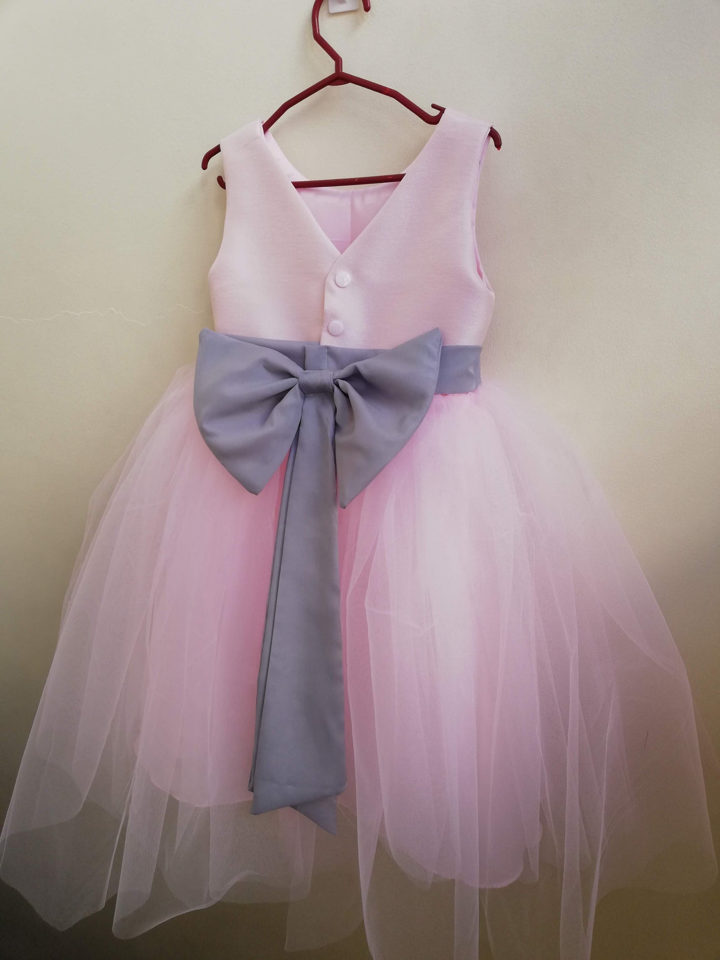 Macy Dress in Light Pink and Gray