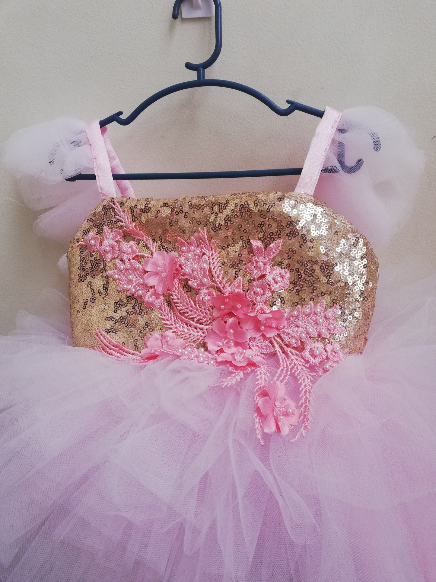 Ballerina Dress in Gold and Light Pink