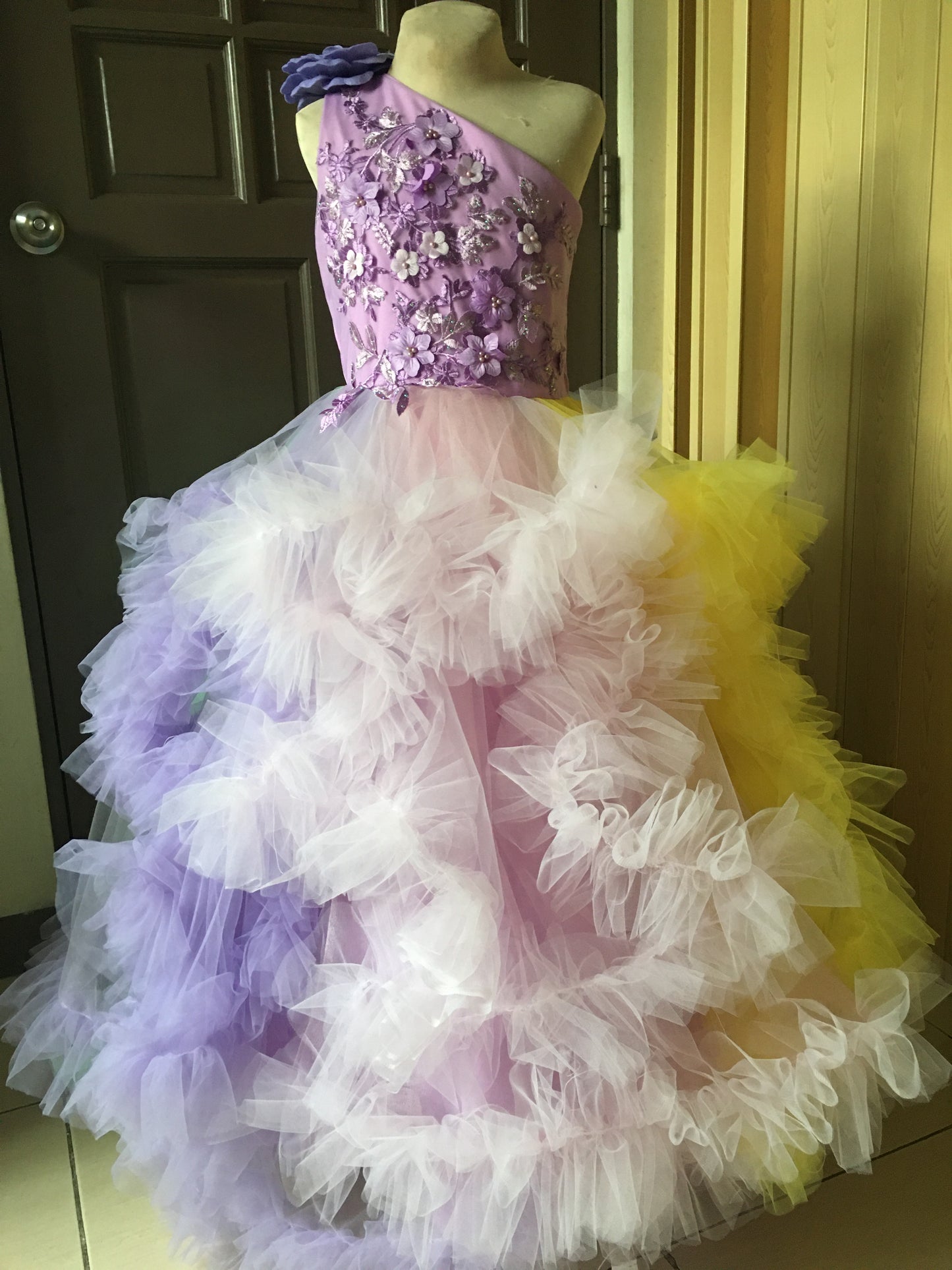 Victoria Cloud Dress in Unicorn Rainbow (Modified)