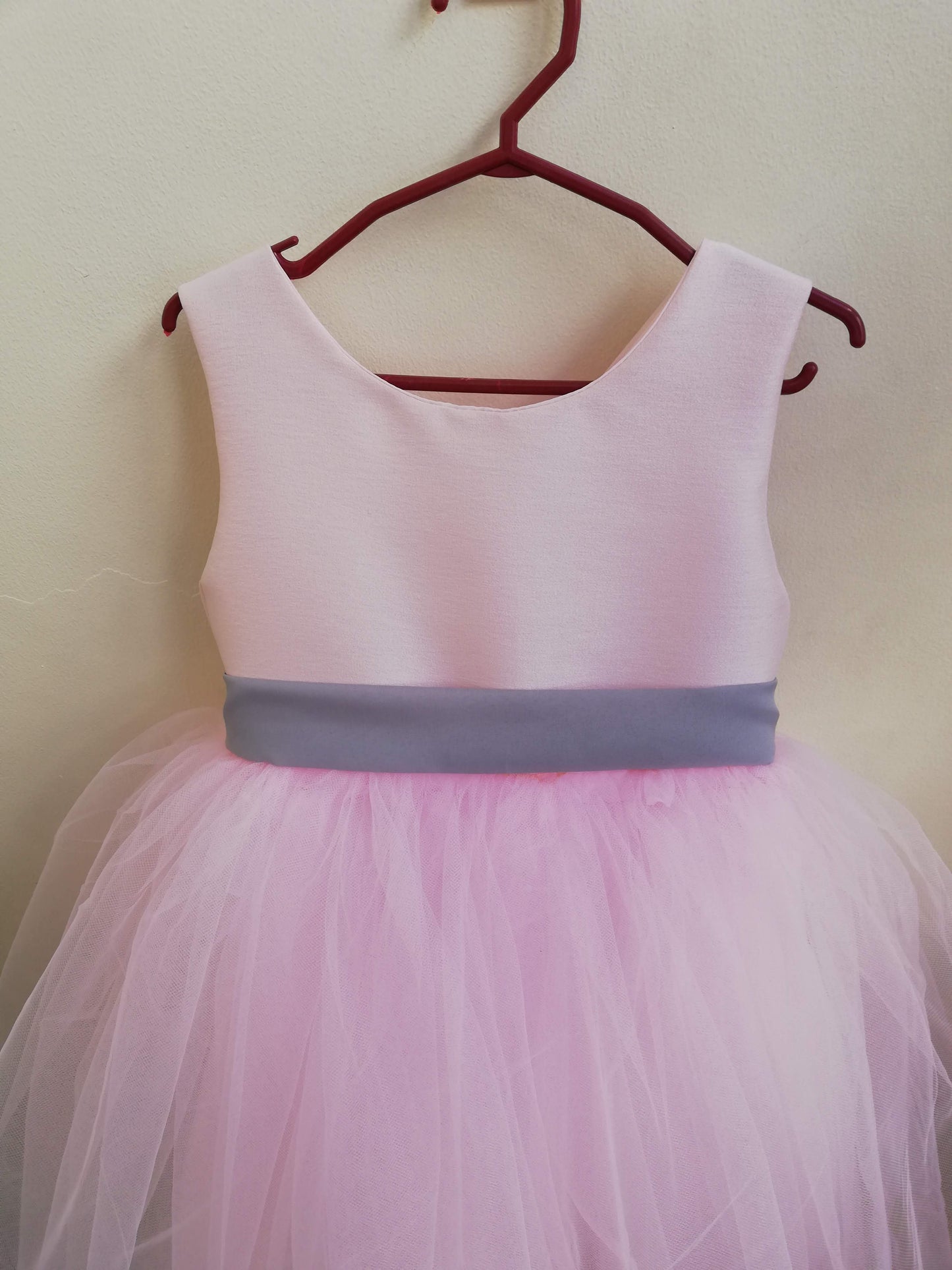 Macy Dress in Light Pink and Gray