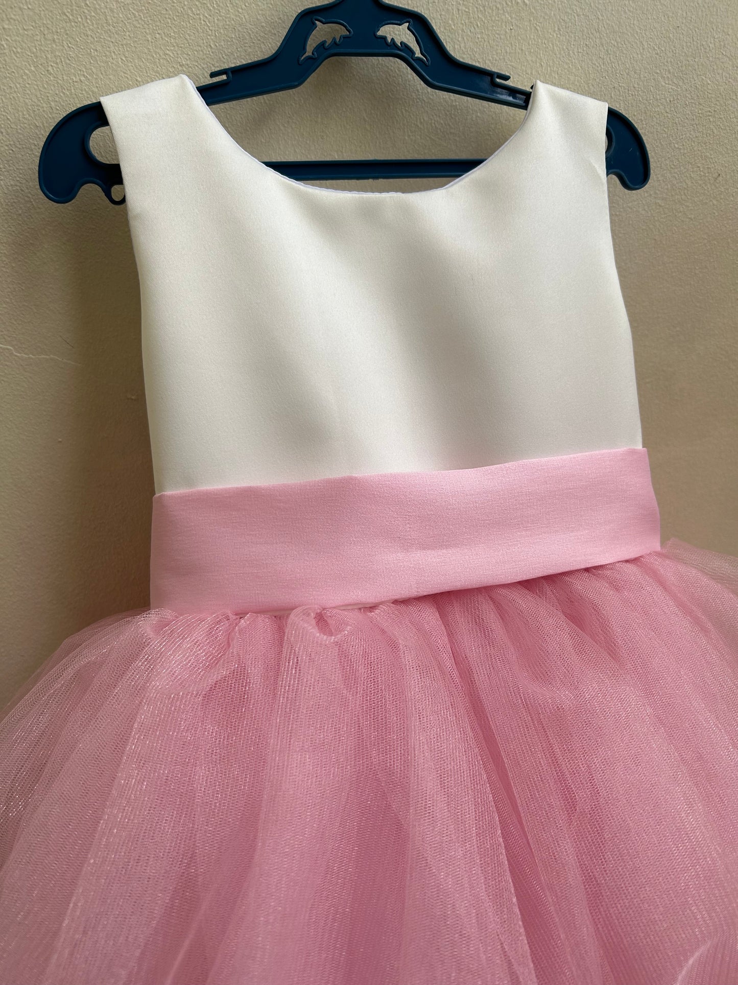 Macy Dress in White and Barbie Pink